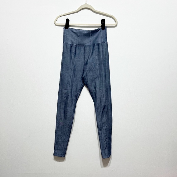 Year Of Ours Denim Corset High Waisted Athletic Work Out Leggings Chambray Blue - Picture 1 of 4